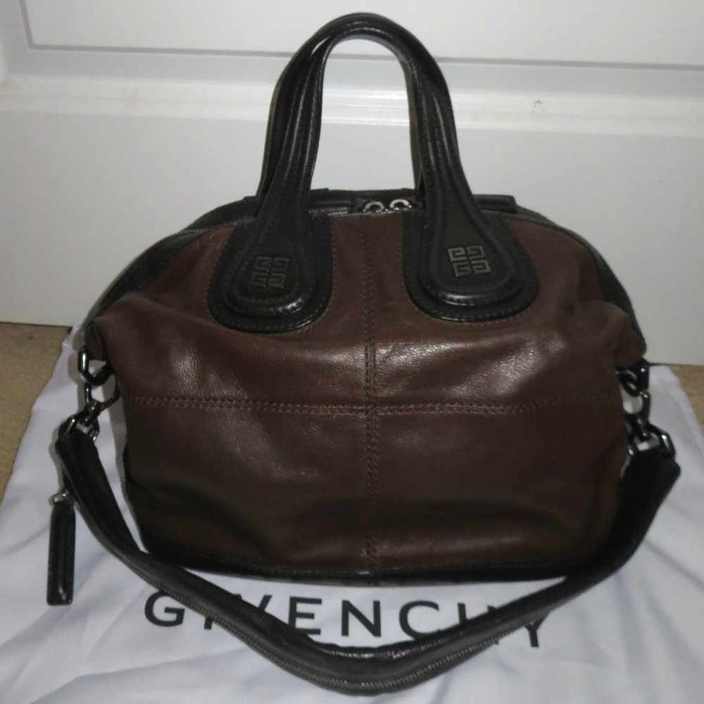 Givenchy Nightingale Small Bi Color Black Brown Lambskin Bag - Picture 2 of 15